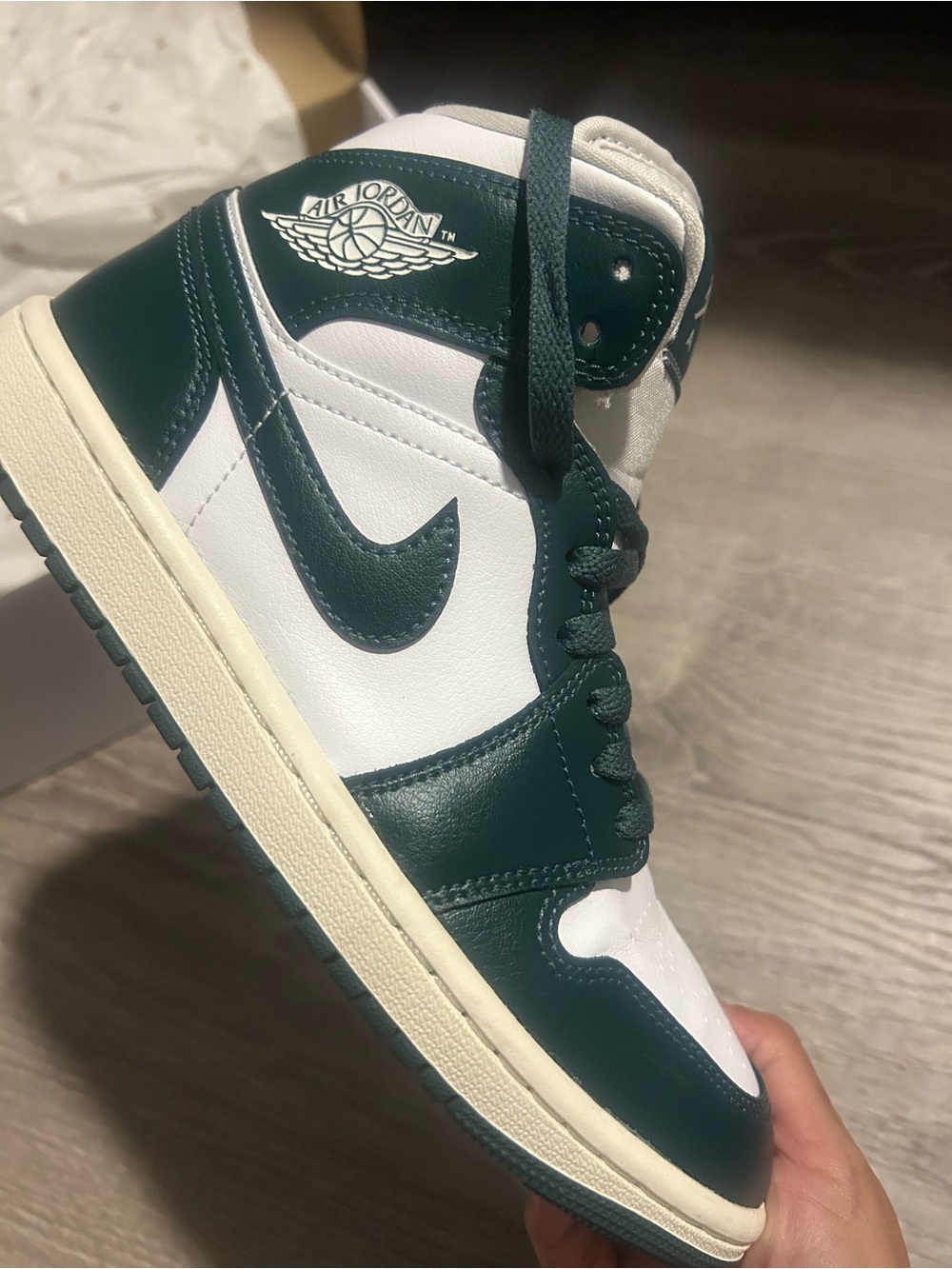 Nike Air Jordan 1 High White & Dark Green Sneakers Women’s